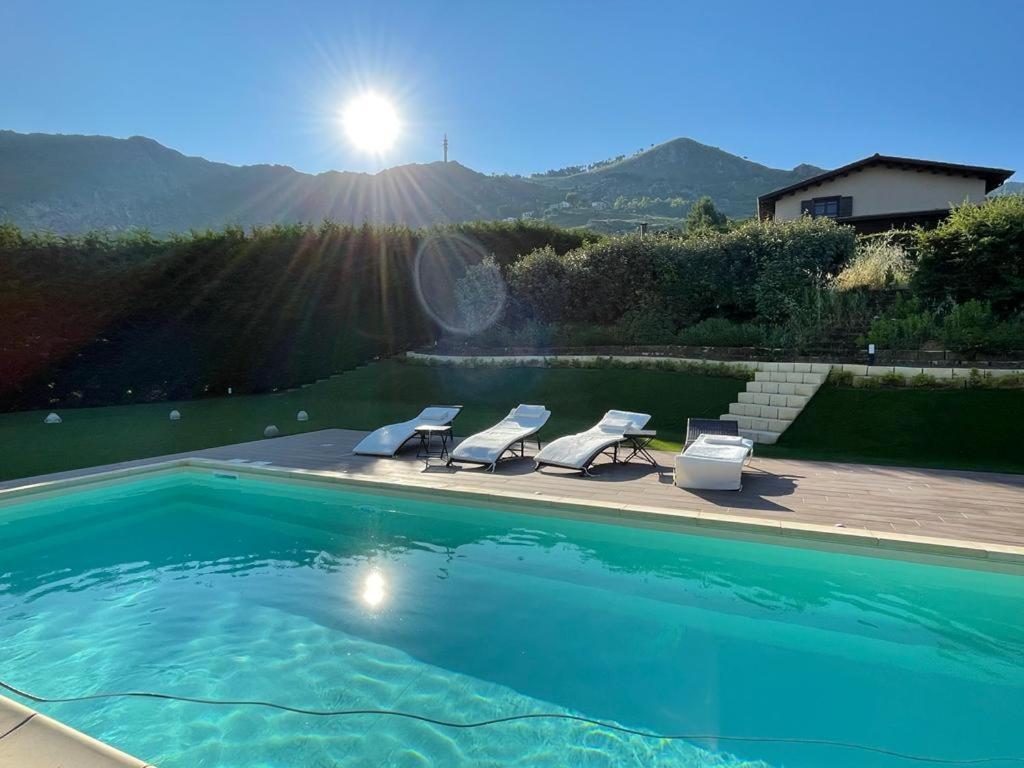 Villa Siciliana Con Piscina E Vista Panoramica Sul Mare Borgetto Exterior foto